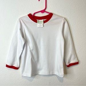 zuccini white red log. sleeve tshirt tee